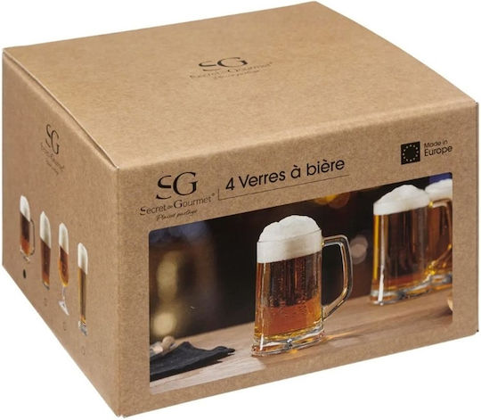 Secret de Gourmet Set of Glasses Beer, μπίρας made of Glass Stemmed 370ml 4pcs