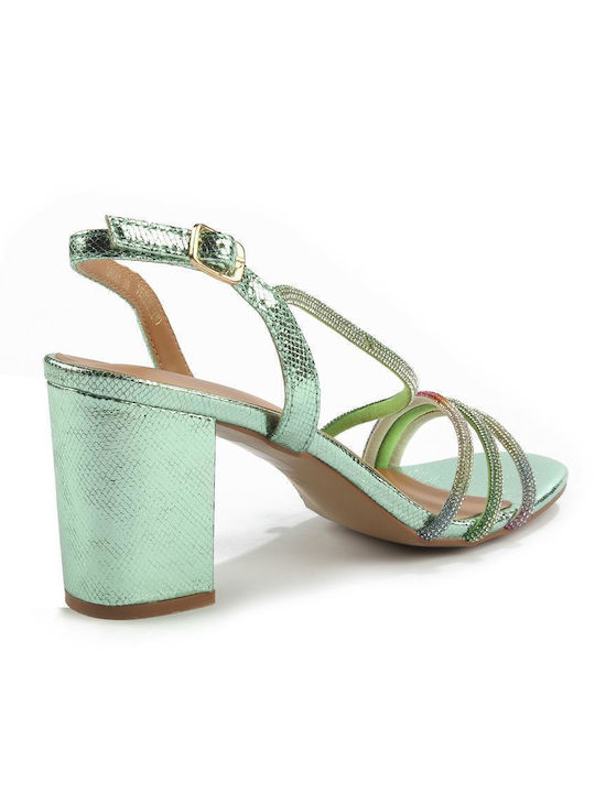 Sandalen mit Strass Grün