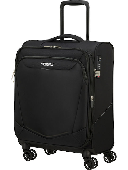 American Tourister SummerRide Cabin Fabric Travel Suitcase Black with 4 Wheels Height 55cm