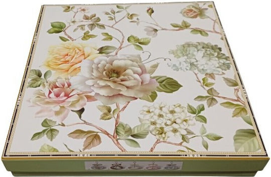 Καρβούνης Floral Paris Roses Εταζέρα 2 Ορόφων από Πορσελάνη Πολύχρωμη Ø27xY24cm