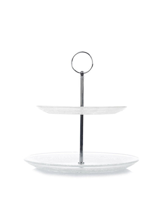 General Trade Glass Tiered Appetizer Stand 2 Tiers White Ø18cm W23xL25cm