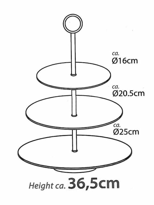 JK Home Decoration Inox Etajeră 3 niveluri Argintiu Ø25xY26cm 1buc