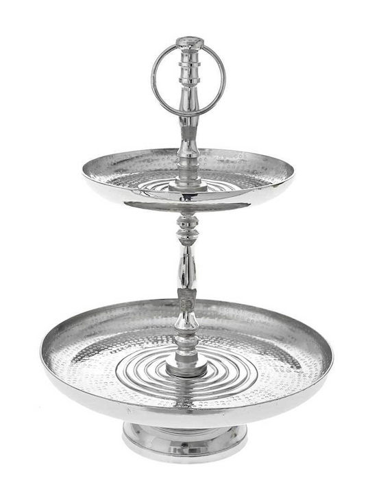 Iliadis Metallic Dessert Tower Stand with 2 Tiers Silver Ø23cmxY31cm
