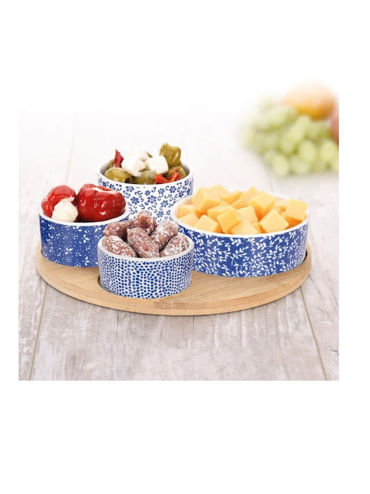 Zaros Ceramic Dessert Divided Serving Tray with 4 Slots White 5pcs