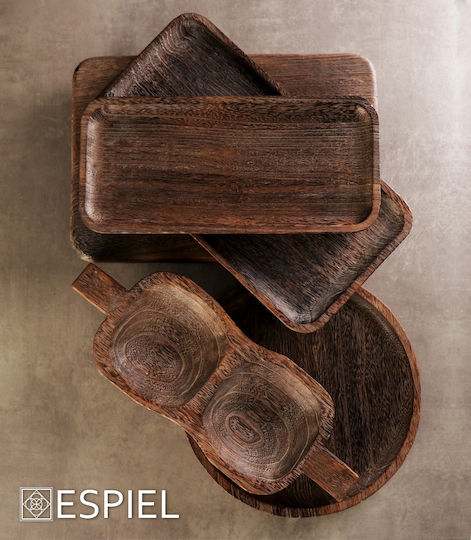 Espiel Wooden Dessert Divided Serving Plate with 2 Slots Brown 40.5x15x4cm
