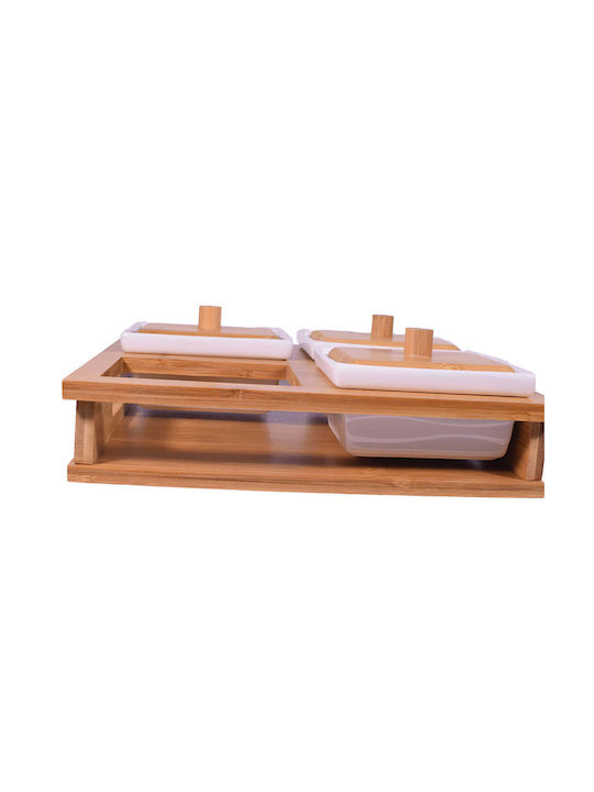 Giftland Ceramic Dessert Divided Serving Tray with 4 Slots Beige Ø24.5cmxY24.5cm 24.5x24.5x24.5cm