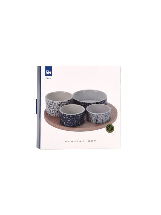 Zaros Ceramic Dessert Divided Serving Tray with 4 Slots White 5pcs