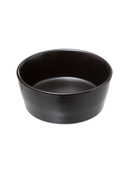 Atmosphera Ceramic Dessert Divided Serving Tray with 3 Slots Black Ø21cmxY14cm 4pcs