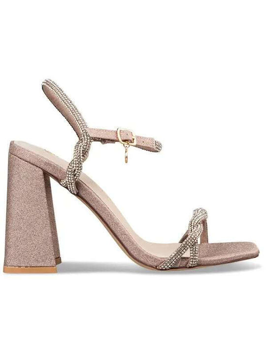 Envie Shoes Women's Sandals with Strass Pink with High Heel