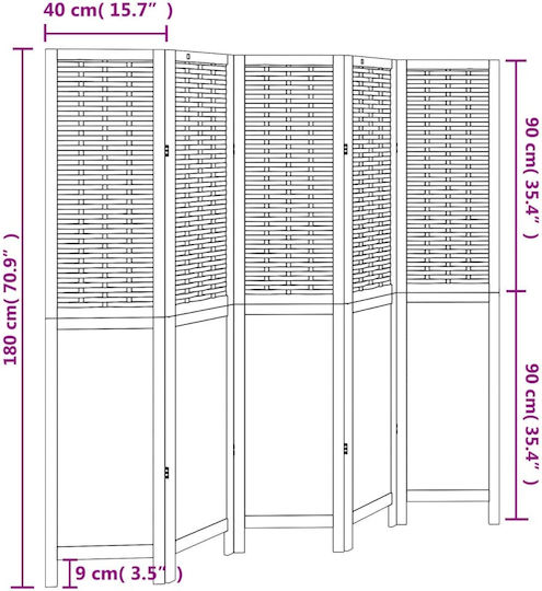vidaXL Decorativ Paravan Lemn cu 5 Panouri 175x180cm