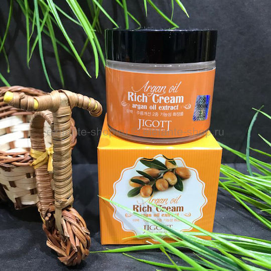 Jigott Creme de fata Argan Oil Rich 24 de oră pentru Hidratare Anti-îmbătrânire și Reconstrucție cu Niacinamidă și Aloe Vera 70ml