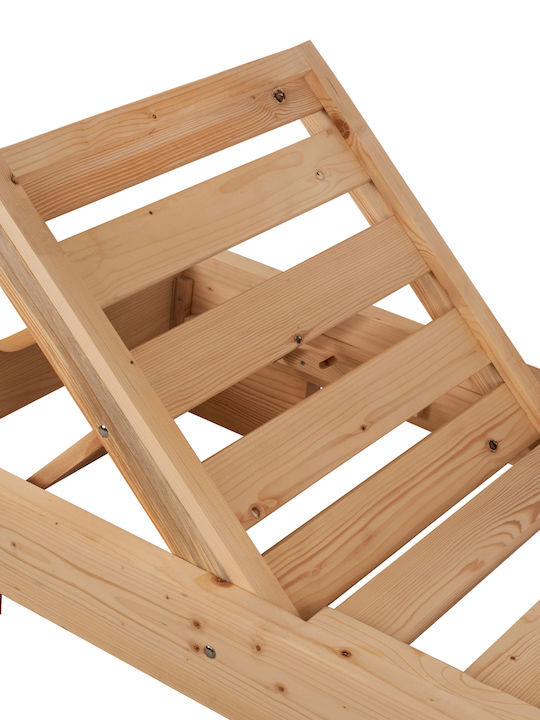 Deckchair Wooden Macedonia Beige 204x77.5x29cm.