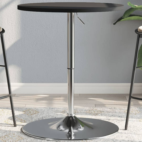 Round Table Bar Wooden with Metal Frame Black Velvet-Black Metal 60x60x90cm