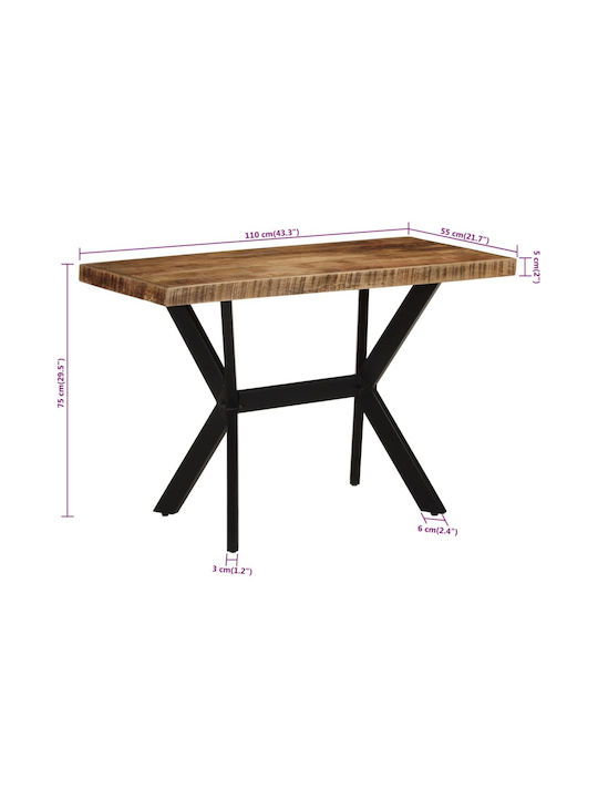 Table Dining Room from Solid Wood & Metal Brown 110x55x75cm