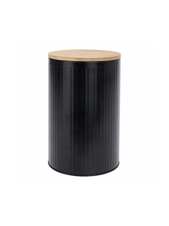 Excellent Houseware Βάζο Γενικής Χρήσης με Καπάκι Μεταλλικό σε Μαύρο Χρώμα 10x10x15.5cm
