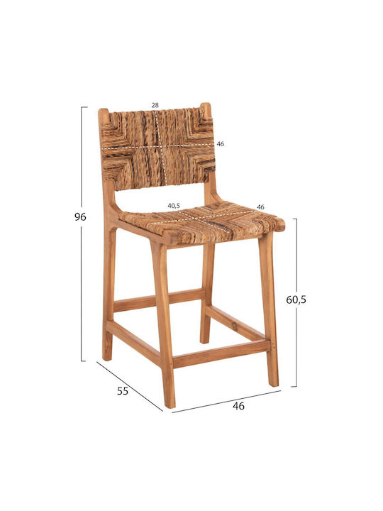 Σκαμπό Μπαρ με Πλάτη Ξύλινο Walter Φυσικό-ψάθα 46x55x96εκ.