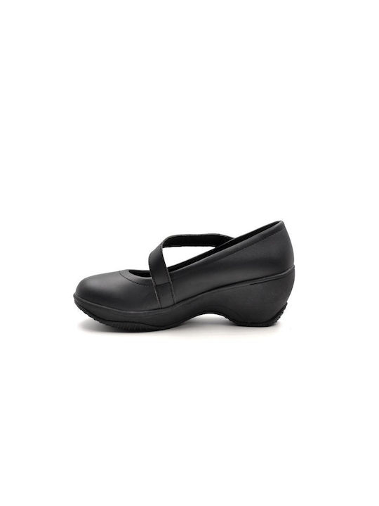 Suecos Leder Pumps mit flachem Absatz Schwarz