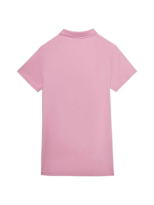4F Women's Athletic Polo Blouse Short Sleeve Pink