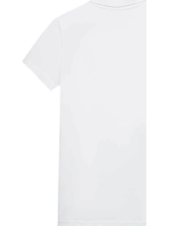 Women's Athletic Polo Blouse Short Sleeve White