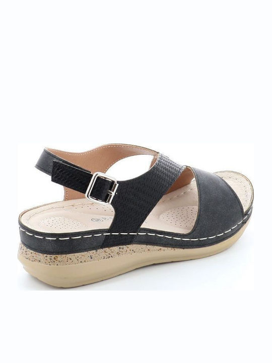 Anatomic Women's Leather Ankle Strap Platforms Black