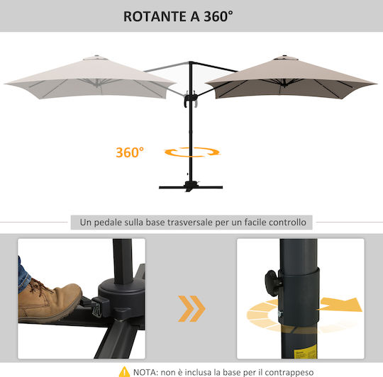 Hanging Square Aluminum Khaki Garden & Terrace Parasol 3x3m