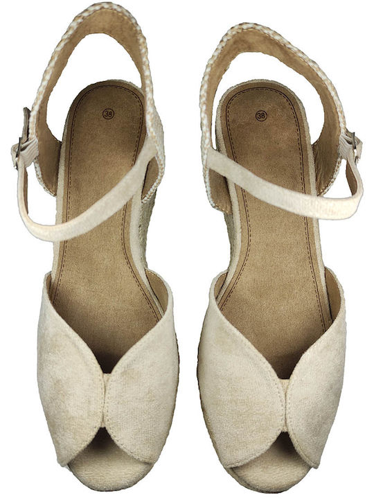 Alta Moda Women's Suede Platform Espadrilles Beige