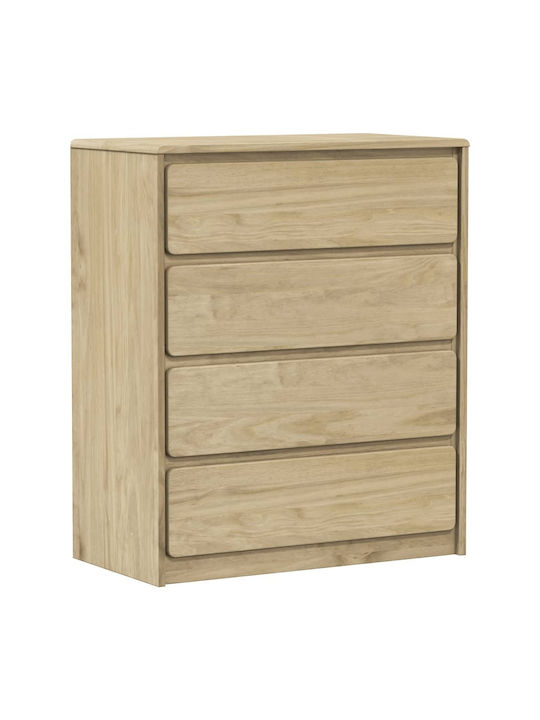 Drawers Storage Solid Wood with 4 Drawers L76.5xW39xH91cm