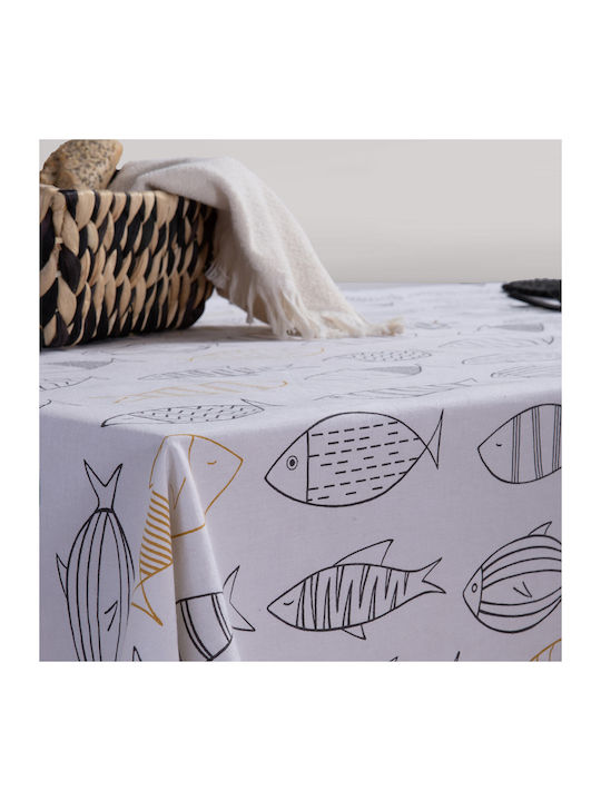 Nef-Nef Homeware Tischtuch Fleckabweisend Fish Style Ecru 140x140cm