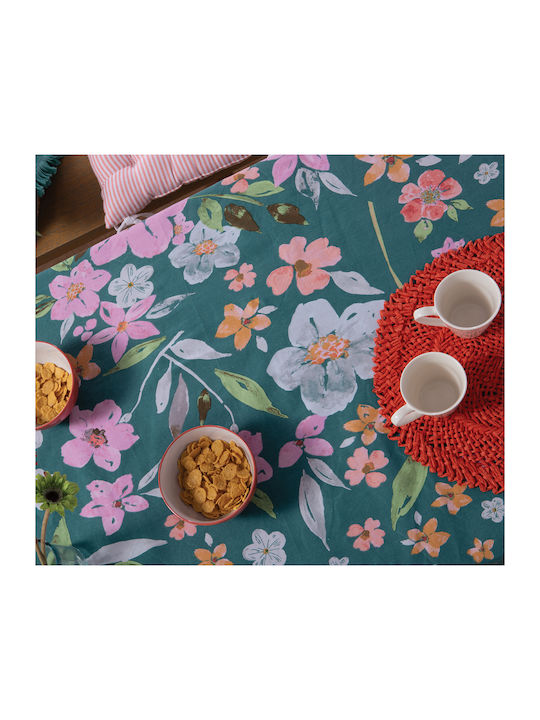 Nef-Nef Homeware Tablecloth Cotton Stain Resistant Petrol 140x240cm