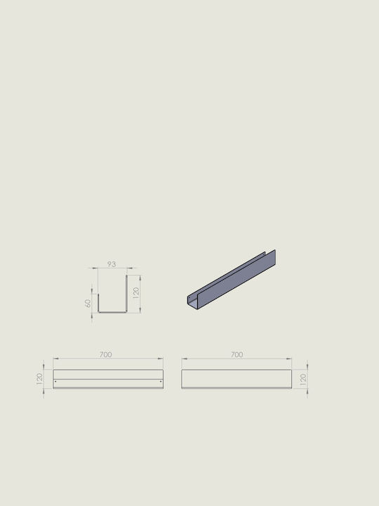Verdi Wall Mounted Bathroom Shelf Metallic 70x9x12cm Black