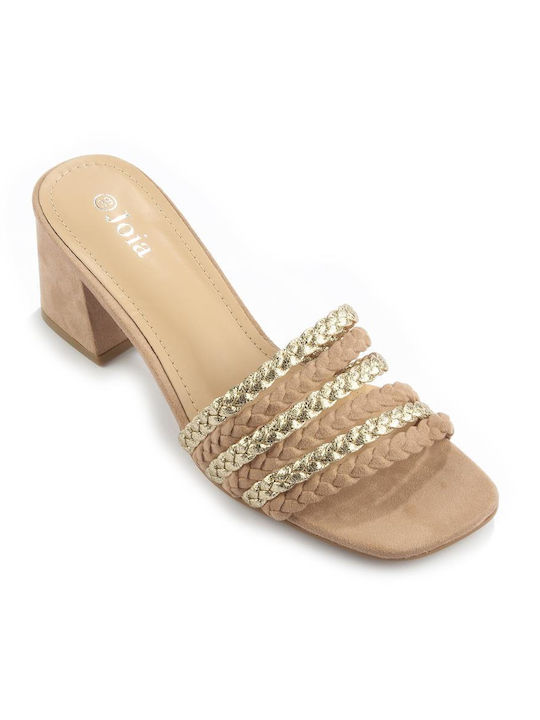 Fshoes Mules mit Absatz in Beige Farbe