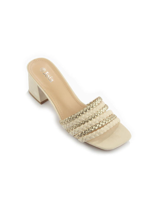 Fshoes Mules mit Absatz in Beige Farbe