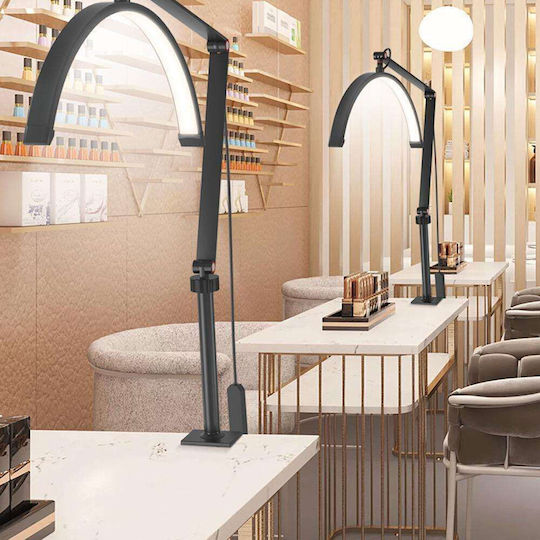 Adjustable Half Moon Salon Aesthetic Light with Clamp, 3 Lighting Modes, Black (Hd-m3x)
