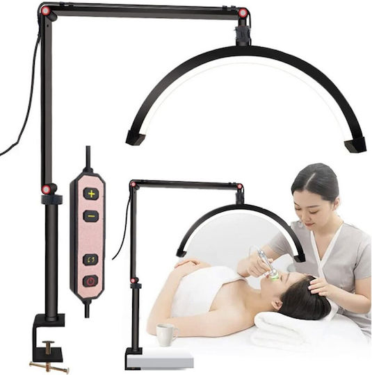 Adjustable Half Moon Salon Aesthetic Light with Clamp, 3 Lighting Modes, Black (Hd-m3x)