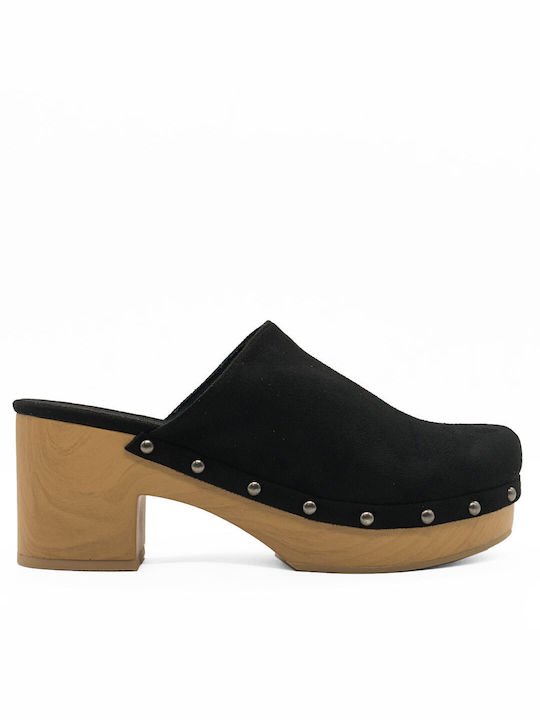 Corina Chunky Heel Mules Black