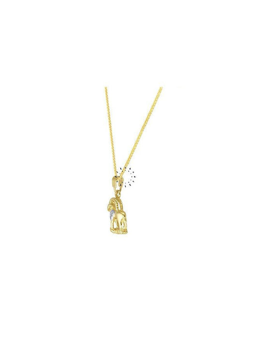 Savvidis Necklace Zodiac Sign Capricorn from Gold 14K with Zircon