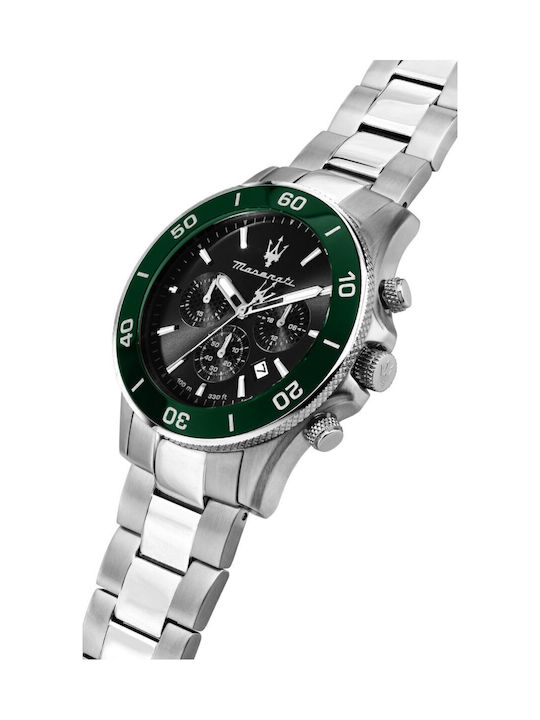 Maserati Competizione Men's Watch 43mm Chronograph Battery with Silver / Silver Metal Bracelet