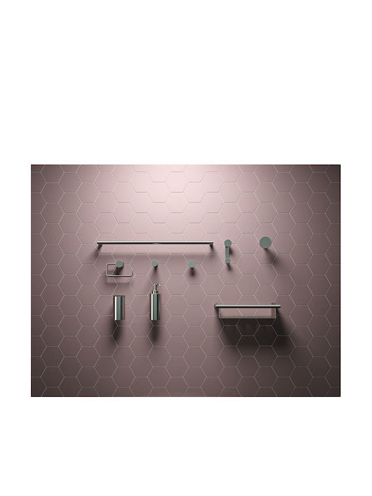 Verdi Lamda Wall Mounted Bathroom Shelf Glass 60x11.5x3.8cm Silver