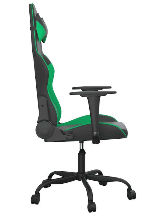 vidaXL 345402 Καρέκλα Gaming Δερματίνης με Ρυθμιζόμενα Μπράτσα Μαύρο / Πράσινο