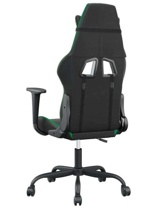 vidaXL 345402 Καρέκλα Gaming Δερματίνης με Ρυθμιζόμενα Μπράτσα Μαύρο / Πράσινο