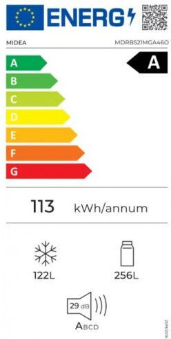 Midea 378лт В201xШ59.5xД70см. Inox MDRB521MGA46O