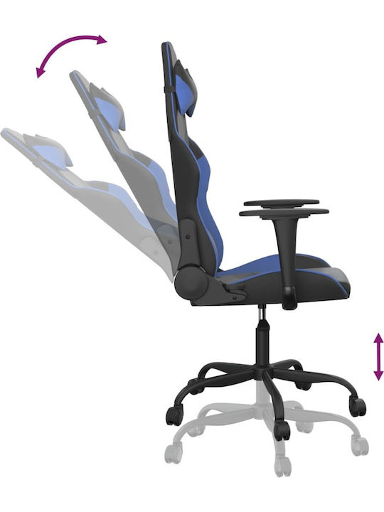 vidaXL 345399 Καρέκλα Gaming Δερματίνης με Ρυθμιζόμενα Μπράτσα Μαύρο / Μπλε