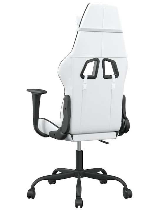 vidaXL 345409 Καρέκλα Gaming Δερματίνης με Ρυθμιζόμενα Μπράτσα Λευκό / Μαύρο