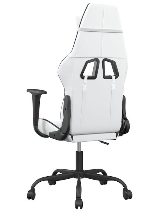 vidaXL 3143651 Καρέκλα Gaming Δερματίνης με Ρυθμιζόμενα Μπράτσα Λευκό / Μαύρο