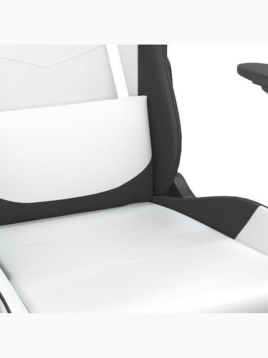 vidaXL 3143651 Καρέκλα Gaming Δερματίνης με Ρυθμιζόμενα Μπράτσα Λευκό / Μαύρο