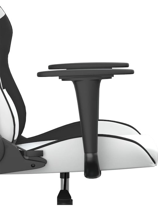 vidaXL 3143651 Καρέκλα Gaming Δερματίνης με Ρυθμιζόμενα Μπράτσα Λευκό / Μαύρο
