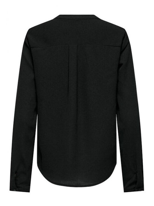 Only Women's Blouse with V Neckline Black