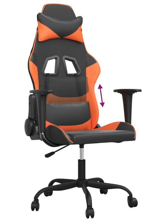 vidaXL 3143647 Καρέκλα Gaming Δερματίνης με Ρυθμιζόμενα Μπράτσα Μαύρο / Πορτοκαλί