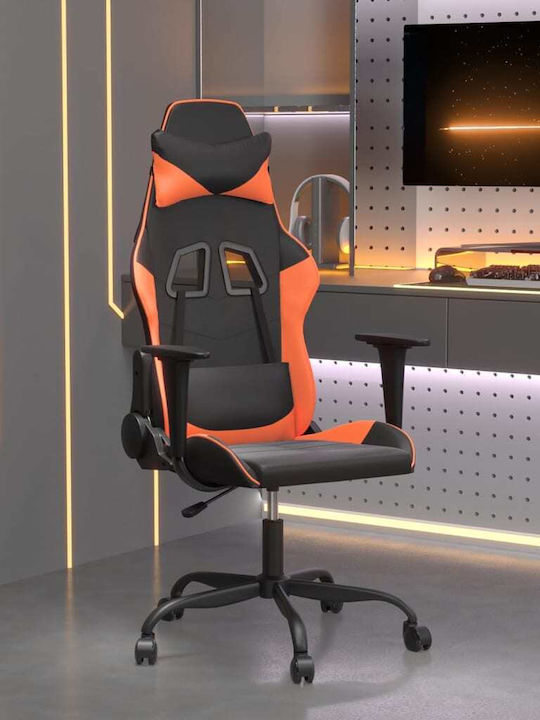 vidaXL 3143647 Καρέκλα Gaming Δερματίνης με Ρυθμιζόμενα Μπράτσα Μαύρο / Πορτοκαλί