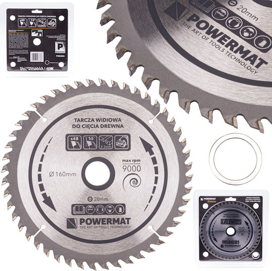 Powermat Δίσκος Κοπής Ξύλου με 48 Δόντια 160mm